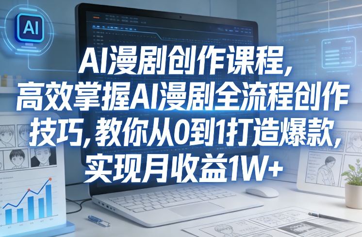 某社群AI漫剧创作课程，高效掌握AI漫剧全流程创作技巧，教你从0到1打造爆款，实现月收益1W+网赚库-项目库-轻创网-中创网-福缘网-冒泡网-资源之家-魔方项目库网赚库