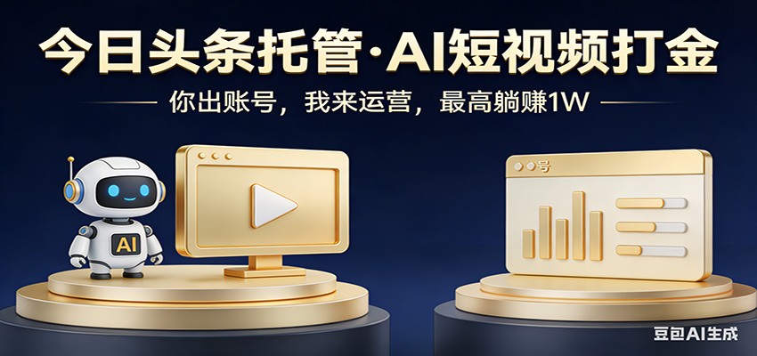 头条号AI托管，我提供作品，你提供账号，每天5分钟发布，小白躺赚3000+网赚库-项目库-轻创网-中创网-福缘网-冒泡网-资源之家-魔方项目库网赚库