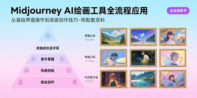 Midjourney AI绘画工具全流程应用，从基础界面操作到高级创作-附配套资料网赚库-项目库-轻创网-中创网-福缘网-冒泡网-资源之家-魔方项目库网赚库