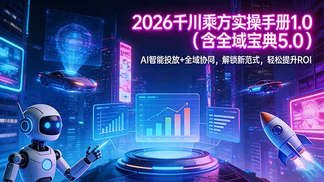 2026 千川乘方实操手册 1.0(含全域宝典 5.0网赚库-项目库-轻创网-中创网-福缘网-冒泡网-资源之家-魔方项目库网赚库