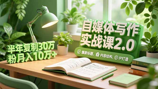 自媒体写作实战课2.0，爆款标题、内容结构、IP打造，半年复制30万粉月入10万+网赚库-项目库-轻创网-中创网-福缘网-冒泡网-资源之家-魔方项目库网赚库