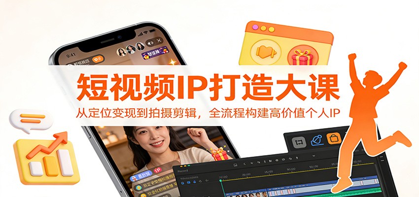 短视频IP打造大课:从定位变现到拍摄剪辑,全流程构建高价值个人IP网赚库-项目库-轻创网-中创网-福缘网-冒泡网-资源之家-魔方项目库网赚库