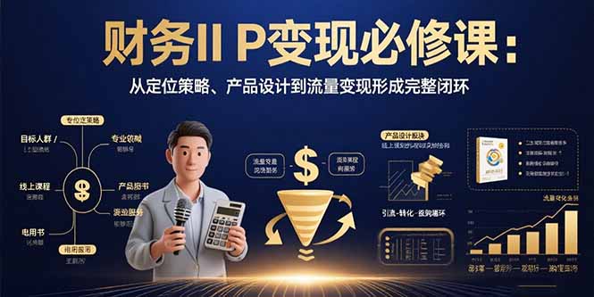 财务IP变现必修课：从定位策略、产品设计到流量变现形成完整闭环网赚库-项目库-轻创网-中创网-福缘网-冒泡网-资源之家-魔方项目库网赚库