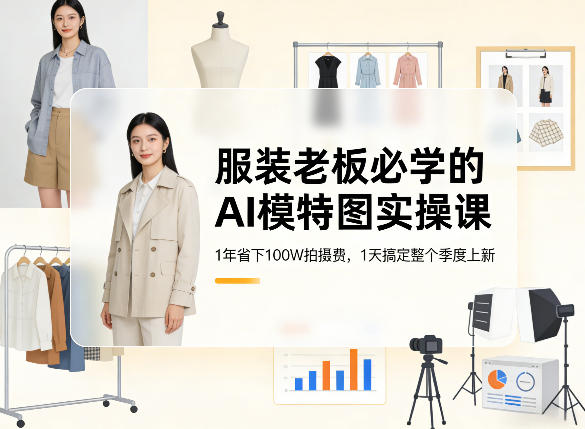 服装老板必学的AI模特图实操课，1年省下100W拍摄费，1天搞定整个季度上新网赚库-项目库-轻创网-中创网-福缘网-冒泡网-资源之家-魔方项目库网赚库