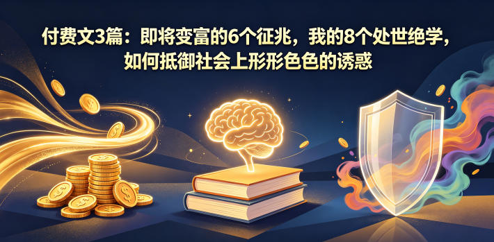 付费文3篇：即将变富的6个征兆，我的8个处世绝学，如何抵御社会上形形色色的诱惑网赚库-项目库-轻创网-中创网-福缘网-冒泡网-资源之家-魔方项目库网赚库