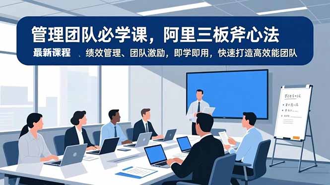 管理团队必学课，阿里三板斧心法、绩效管理、团队激励，即学即用，快速打造高效能团队网赚库-项目库-轻创网-中创网-福缘网-冒泡网-资源之家-魔方项目库网赚库