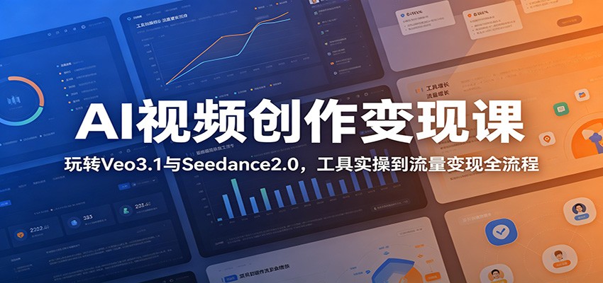 AI视频创作变现课:玩转Veo3.1与Seedance2.0,工具实操到流量变现全流程网赚库-项目库-轻创网-中创网-福缘网-冒泡网-资源之家-魔方项目库网赚库