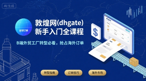 敦煌网(dhgate)新手入门全课程，B端外贸工厂转型必看，抢占海外订单网赚库-项目库-轻创网-中创网-福缘网-冒泡网-资源之家-魔方项目库网赚库