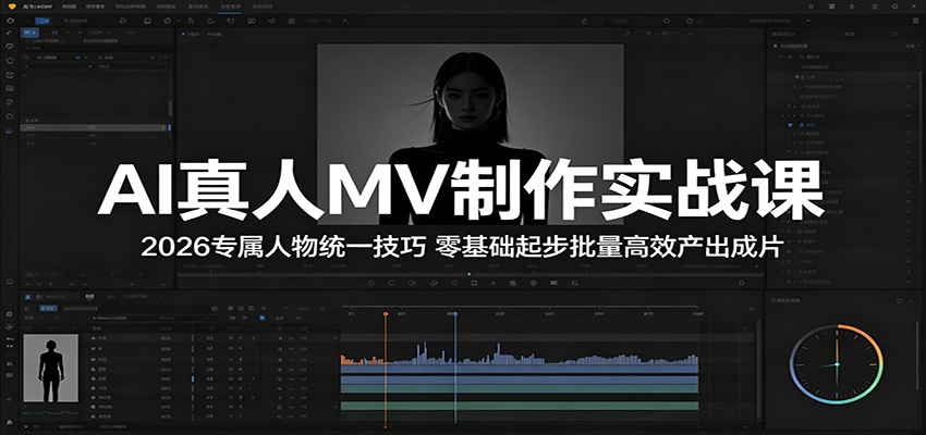 AI真人MV制作实战课：2026专属人物统一技巧，零基础起步批量高效产出成片网赚库-项目库-轻创网-中创网-福缘网-冒泡网-资源之家-魔方项目库网赚库