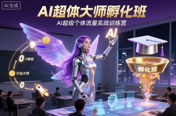 AI超体大师孵化班，AI超级个体流量实战训练营网赚库-项目库-轻创网-中创网-福缘网-冒泡网-资源之家-魔方项目库网赚库