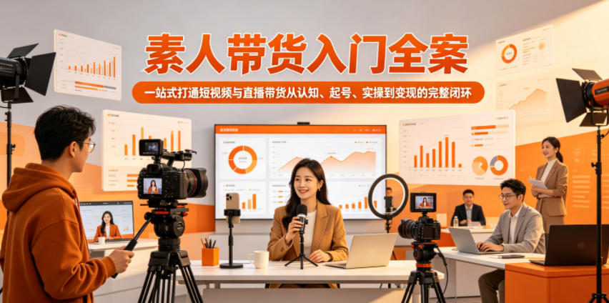 素人带货入门全案,一站式打通短视频与直播带货从认知、起号、实操到变现的完整闭环网赚库-项目库-轻创网-中创网-福缘网-冒泡网-资源之家-魔方项目库网赚库
