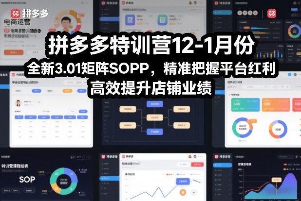 拼多多特训营12-1月份，全新3.01矩阵Sop，精准把握平台红利，高效提升店铺业绩网赚库-项目库-轻创网-中创网-福缘网-冒泡网-资源之家-魔方项目库网赚库