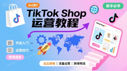 TikTok Shop从0到1运营教程，TikTok跨境电商新手必学课程网赚库-项目库-轻创网-中创网-福缘网-冒泡网-资源之家-魔方项目库网赚库