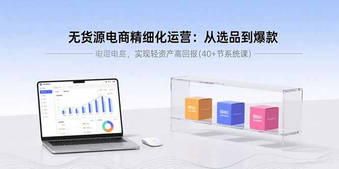 无货源电商精细化运营：从选品到爆款，实现轻资产高回报(40+节系统课网赚库-项目库-轻创网-中创网-福缘网-冒泡网-资源之家-魔方项目库网赚库
