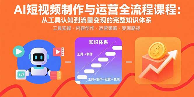AI短视频制作与运营全流程课程：从工具认知到流量变现的完整知识体系网赚库-项目库-轻创网-中创网-福缘网-冒泡网-资源之家-魔方项目库网赚库
