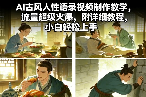 AI古风人性语录视频制作教学，流量超级火爆，附详细教程，小白轻松上手网赚库-项目库-轻创网-中创网-福缘网-冒泡网-资源之家-魔方项目库网赚库