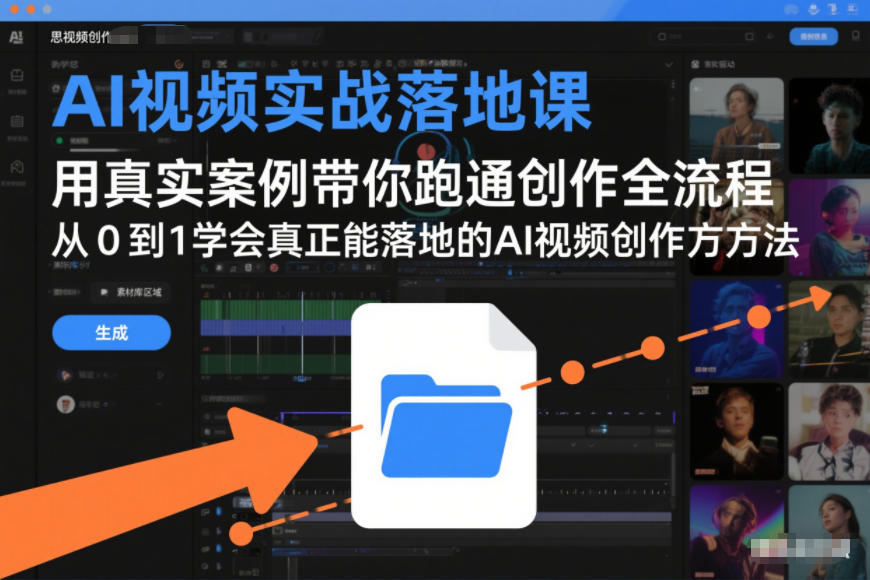 AI视频实战落地课，用真实案例带你跑通创作全流程，从0到1学会真正能落地的AI视频创作方法网赚库-项目库-轻创网-中创网-福缘网-冒泡网-资源之家-魔方项目库网赚库
