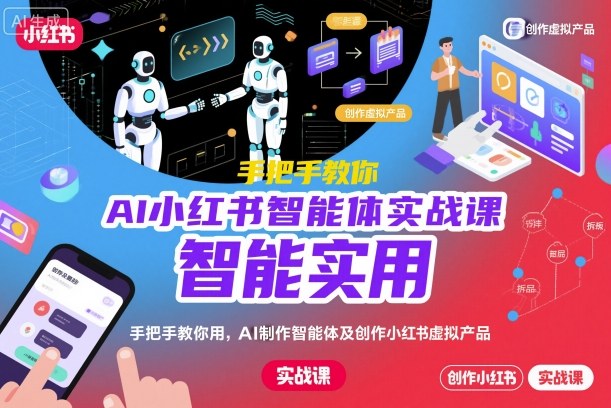 AI小红书智能体实战课,手把手教你用AI制作智能体及创作小红书虚拟产品,提效+内容商业化网赚库-项目库-轻创网-中创网-福缘网-冒泡网-资源之家-魔方项目库网赚库