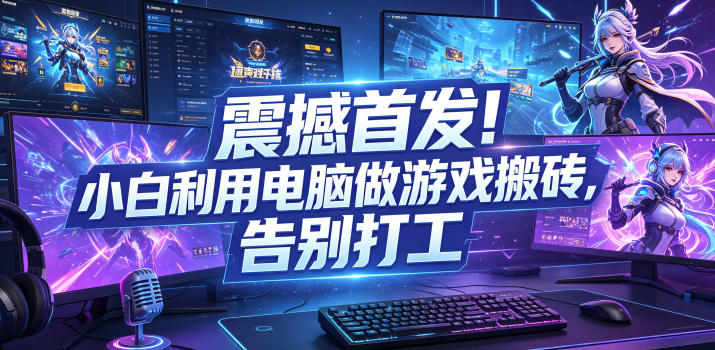 震撼首发！小白利用电脑做游戏搬砖，告别打工【揭秘】网赚库-项目库-轻创网-中创网-福缘网-冒泡网-资源之家-魔方项目库网赚库
