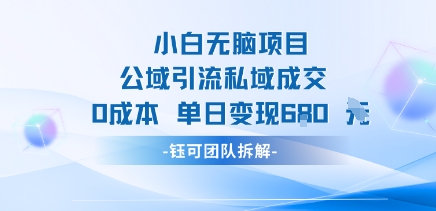 小白无脑项目公域引流私域成交0成本单日变现680米网赚库-项目库-轻创网-中创网-福缘网-冒泡网-资源之家-魔方项目库网赚库