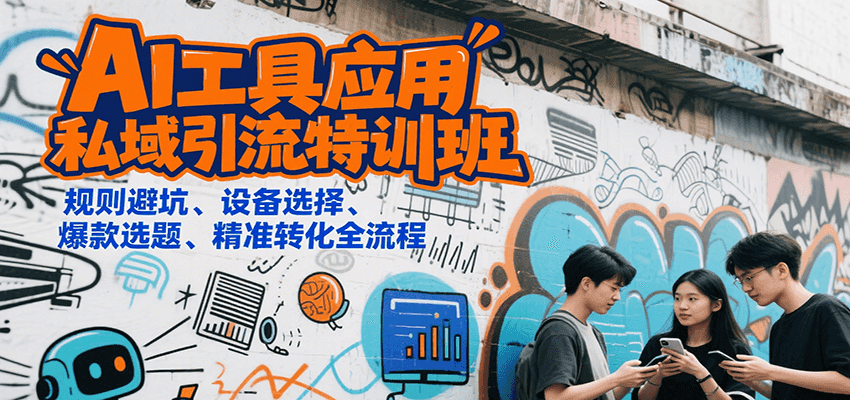 AI工具应用私域引流特训班，规则避坑、设备选择、爆款选题、精准转化全流程网赚库-项目库-轻创网-中创网-福缘网-冒泡网-资源之家-魔方项目库网赚库