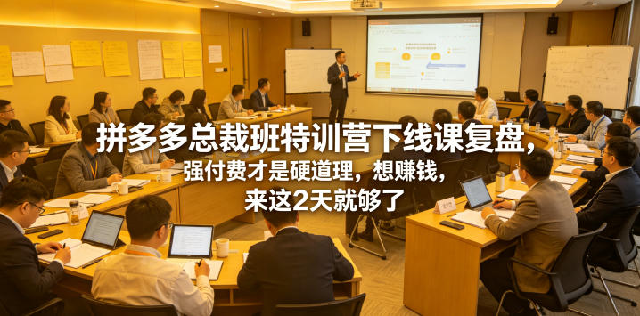 拼多多总裁班特训营下线课复盘，强付费才是硬道理，想賺钱，来这2天就够了网赚库-项目库-轻创网-中创网-福缘网-冒泡网-资源之家-魔方项目库网赚库