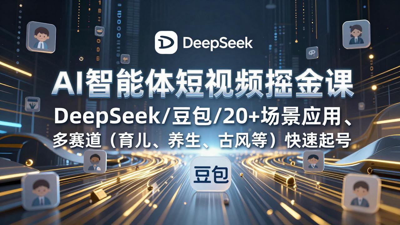 AI智能体短视频掘金课，DeepSeek/豆包/20+场景应用、多赛道(育儿、养生、古风等网赚库-项目库-轻创网-中创网-福缘网-冒泡网-资源之家-魔方项目库网赚库