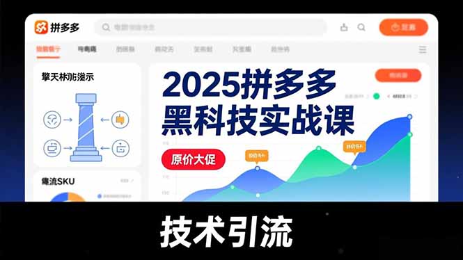 2025拼多多黑科技实战课,擎天柱玩法、爆流SKU、原价大促,技术引流,单店日销轻松破千单网赚库-项目库-轻创网-中创网-福缘网-冒泡网-资源之家-魔方项目库网赚库