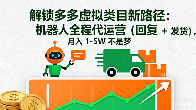 解锁多多虚拟类目新路径：机器人全程代运营(回复 + 发货网赚库-项目库-轻创网-中创网-福缘网-冒泡网-资源之家-魔方项目库网赚库