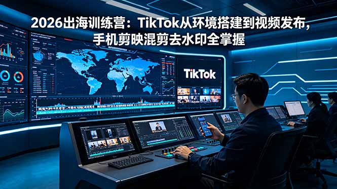 2026出海训练营:TikTok从环境搭建到视频发布,手机剪映混剪去水印全掌握网赚库-项目库-轻创网-中创网-福缘网-冒泡网-资源之家-魔方项目库网赚库