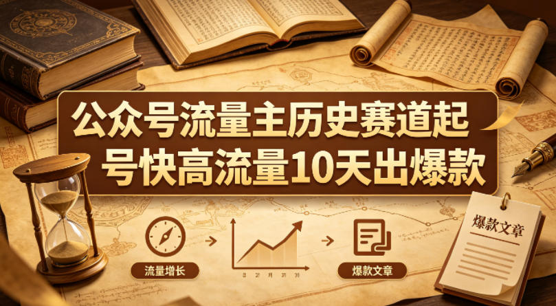 公众号流量主之历史赛道,起号快+高流量,10天就能出爆款!网赚库-项目库-轻创网-中创网-福缘网-冒泡网-资源之家-魔方项目库网赚库