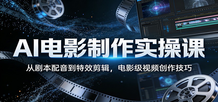 AI电影制作实操课：从剧本配音到特效剪辑，电影级视频创作技巧网赚库-项目库-轻创网-中创网-福缘网-冒泡网-资源之家-魔方项目库网赚库