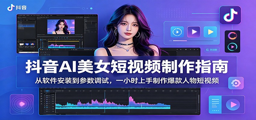 抖音AI美女短视频制作指南:从软件安装到参数调试,一小时上手制作爆款人物短视频网赚库-项目库-轻创网-中创网-福缘网-冒泡网-资源之家-魔方项目库网赚库