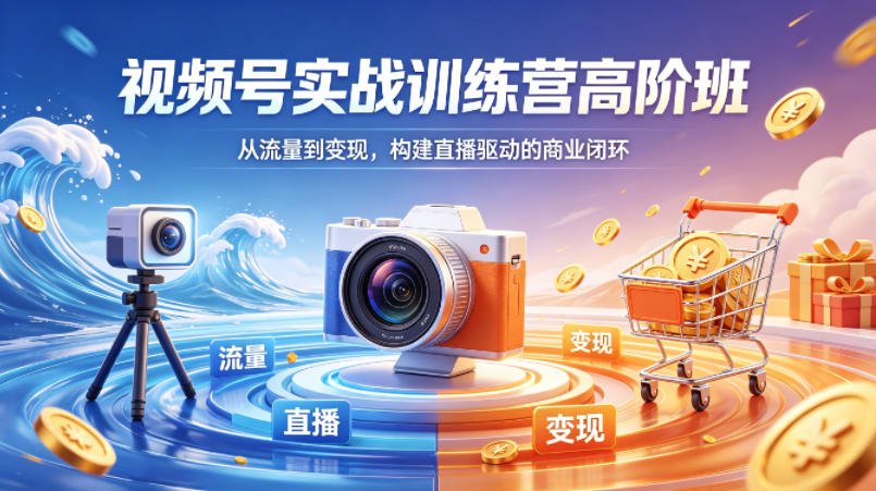 视频号实战训练营高阶班，从流量到变现，构建直播驱动的商业闭环(26年4月)网赚库-项目库-轻创网-中创网-福缘网-冒泡网-资源之家-魔方项目库网赚库