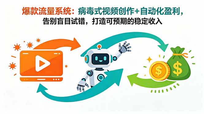 爆款流量系统：病毒式视频创作+自动化盈利，告别盲目试错，打造可预期的稳定收入网赚库-项目库-轻创网-中创网-福缘网-冒泡网-资源之家-魔方项目库网赚库