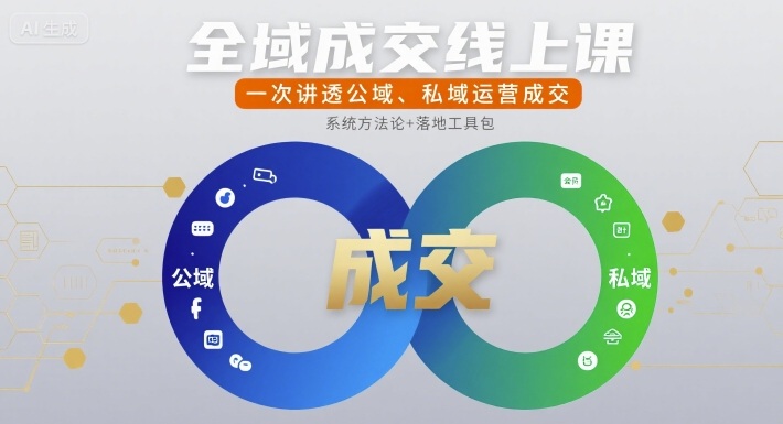 全域成交线上课，一次讲透公域、私域运营成交网赚库-项目库-轻创网-中创网-福缘网-冒泡网-资源之家-魔方项目库网赚库