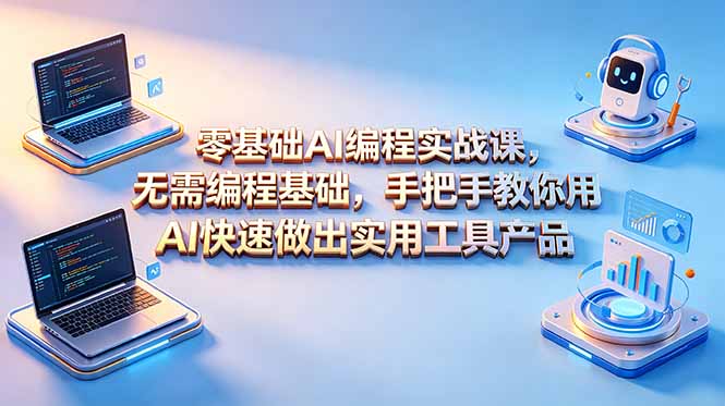 零基础AI编程实战课-更新，无需编程基础，手把手教你用AI快速做出实用工具产品网赚库-项目库-轻创网-中创网-福缘网-冒泡网-资源之家-魔方项目库网赚库