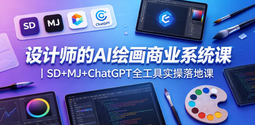 设计师的AI绘画商业系统课|SD+MJ+ChatGPT全工具实操落地课网赚库-项目库-轻创网-中创网-福缘网-冒泡网-资源之家-魔方项目库网赚库