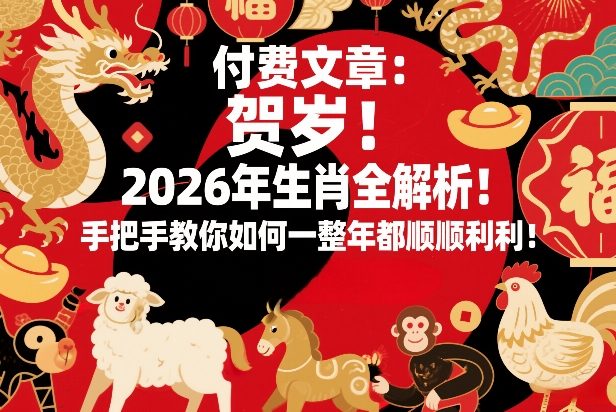 付费文章：贺岁！2026年生肖全解析！手把手教你如何一整年都顺顺利利！网赚库-项目库-轻创网-中创网-福缘网-冒泡网-资源之家-魔方项目库网赚库