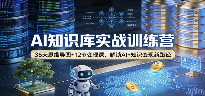 AI知识库实战训练营：36天思维导图+12节变现课，解锁AI+知识变现新路径网赚库-项目库-轻创网-中创网-福缘网-冒泡网-资源之家-魔方项目库网赚库