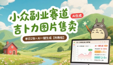 小众副业赛道 吉卜力图片售卖 单日2张+ AI一键生成【附教程】网赚库-项目库-轻创网-中创网-福缘网-冒泡网-资源之家-魔方项目库网赚库