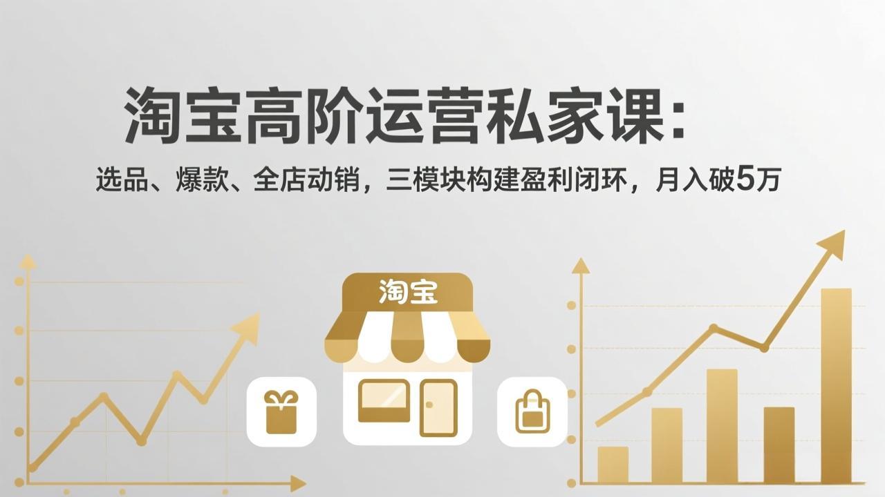 淘宝高阶运营私家课：选品、爆款、全店动销，三模块构建盈利闭环，月入破5万(更新26年2月网赚库-项目库-轻创网-中创网-福缘网-冒泡网-资源之家-魔方项目库网赚库