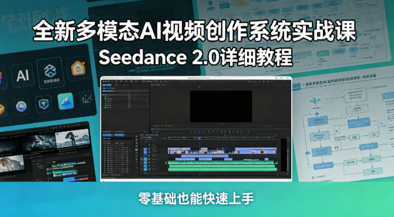 全新多模态AI视频创作系统实战课，Seedance 2.0详细教程，零基础也能快速上手网赚库-项目库-轻创网-中创网-福缘网-冒泡网-资源之家-魔方项目库网赚库