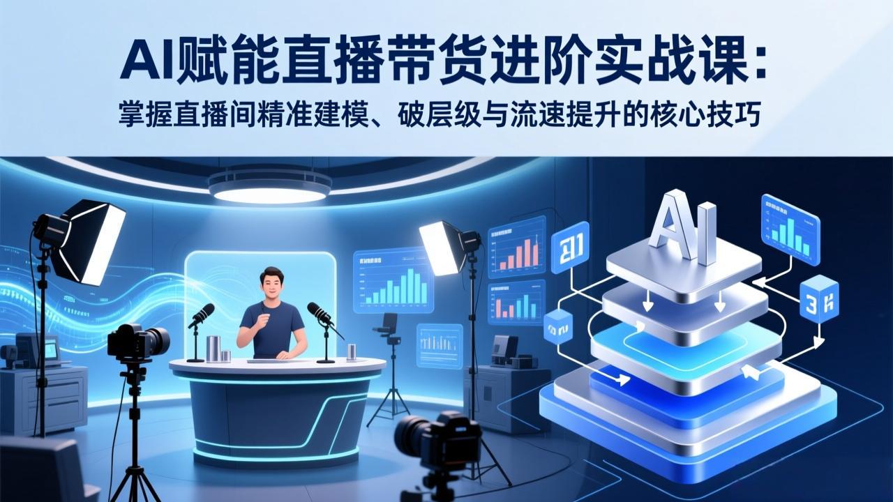 AI赋能直播带货进阶实战课：掌握直播间精准建模、破层级与流速提升的核心技巧网赚库-项目库-轻创网-中创网-福缘网-冒泡网-资源之家-魔方项目库网赚库