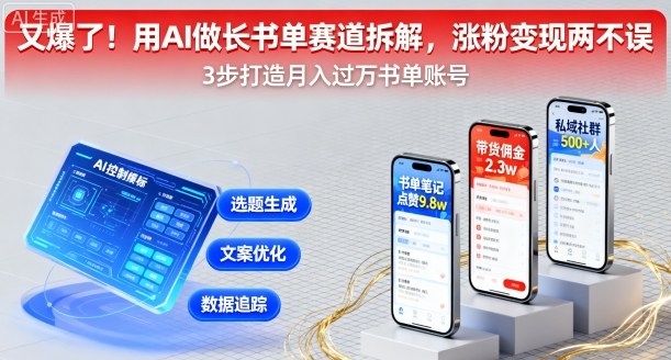 又爆了！用AI做长书单赛道拆解，涨粉变现两不误网赚库-项目库-轻创网-中创网-福缘网-冒泡网-资源之家-魔方项目库网赚库