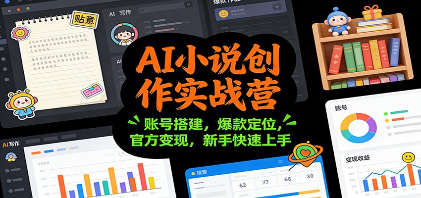 AI小说创作实战营：账号搭建，爆款定位，官方变现，新手快速上手网赚库-项目库-轻创网-中创网-福缘网-冒泡网-资源之家-魔方项目库网赚库