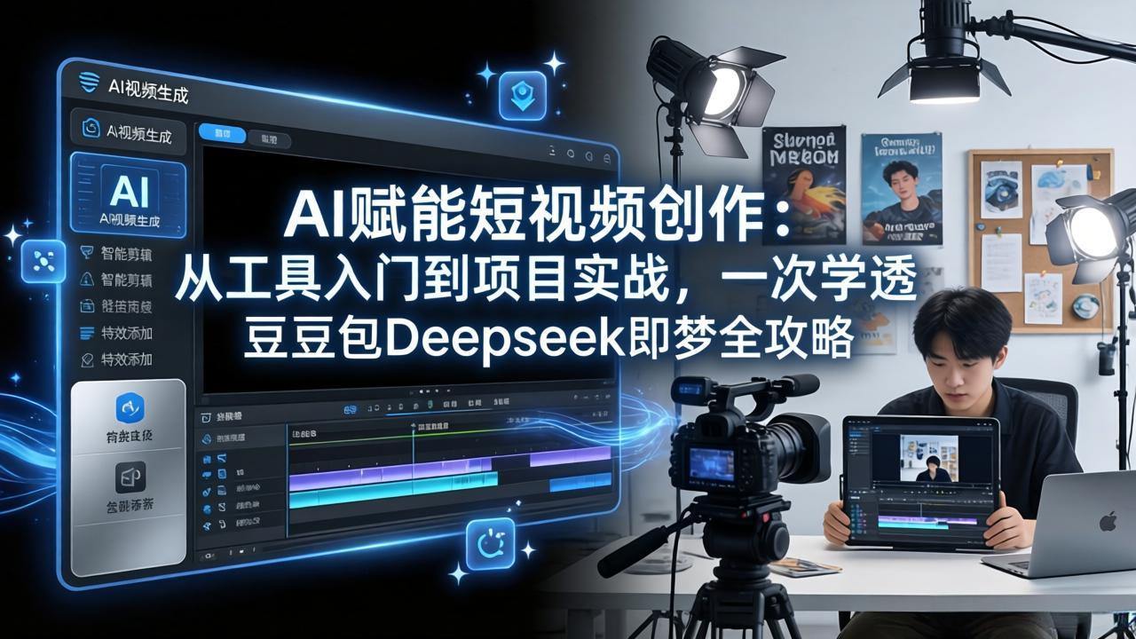 AI赋能短视频创作：从工具入门到项目实战，一次学透豆包Deepseek即梦全攻略网赚库-项目库-轻创网-中创网-福缘网-冒泡网-资源之家-魔方项目库网赚库