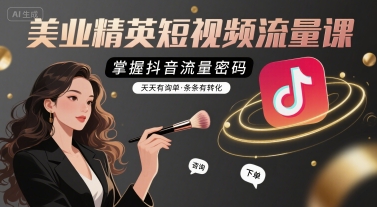 美业精英短视频流量课，掌握抖音流量密码，天天有询单，条条有转化网赚库-项目库-轻创网-中创网-福缘网-冒泡网-资源之家-魔方项目库网赚库