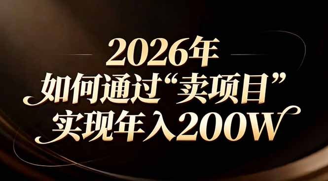 站在2026年的十字路口：一个普通人如何通过卖项目实现年入200万网赚库-项目库-轻创网-中创网-福缘网-冒泡网-资源之家-魔方项目库网赚库