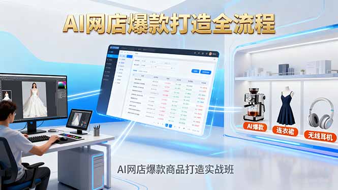 AI网店爆款商品打造实战班：AI技术实现商品图智能处理，快速搭建AI网店网赚库-项目库-轻创网-中创网-福缘网-冒泡网-资源之家-魔方项目库网赚库